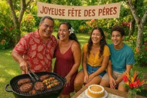 Accueil 9 Barbecue et goutte lors de la fête des pères : un père prépare des grillades adaptées